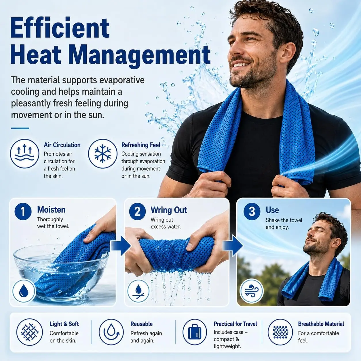 Cooling Towel with Storage Box Compressed Lightweight Quick-Dry Neck Towel for Sports Outdoors Fitness Hot Summer - Image 4