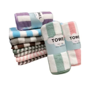 Coral Fleece Microfiber Beach Towel Wide Stripes Thickened Absorbent Lightweight Compressed