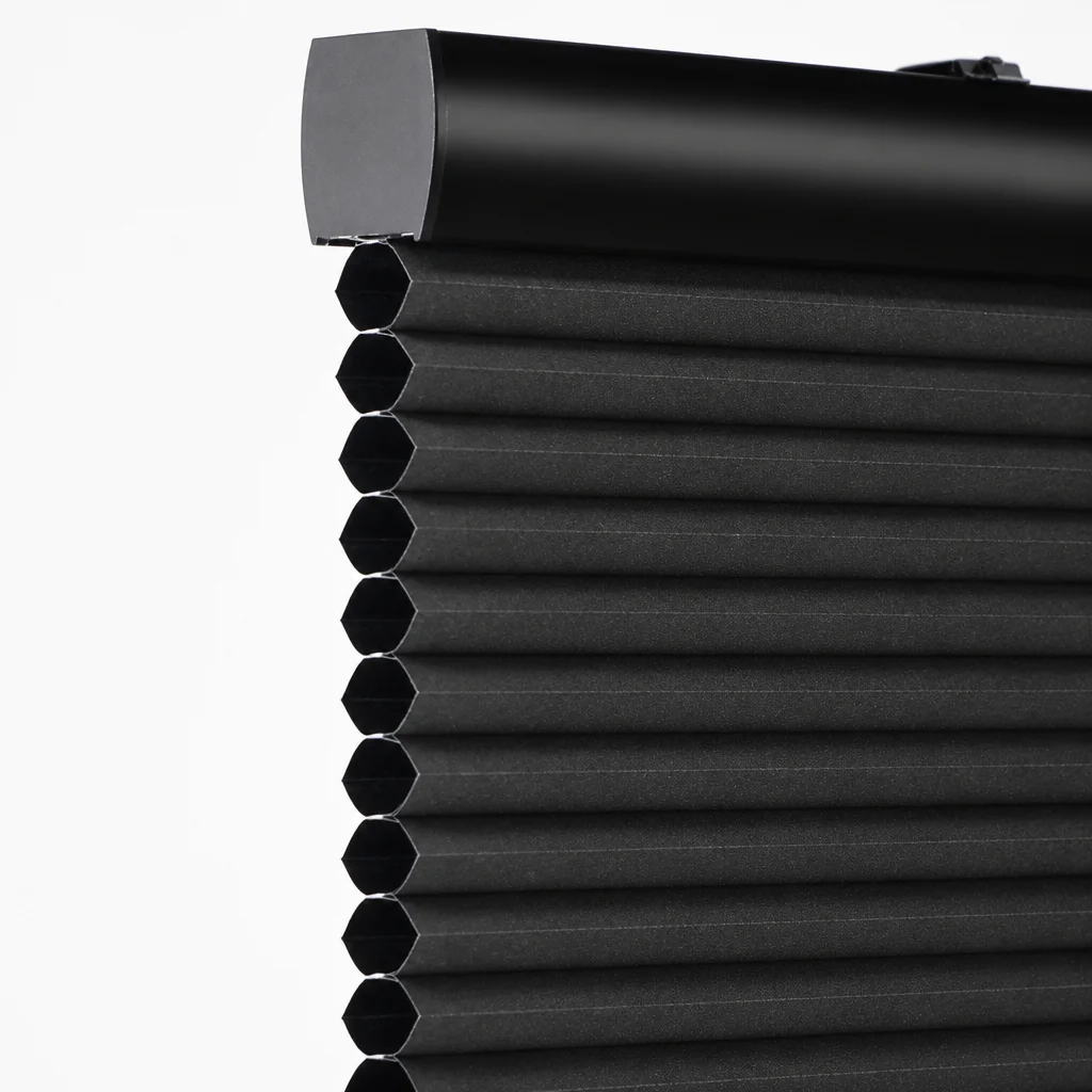 Cordless Black Honeycomb Blinds 25mm Cell Full Blackout Child Safe Custom Size - Image 2