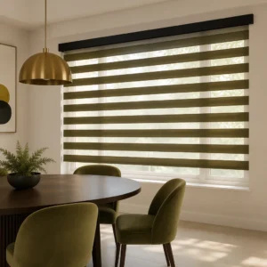 Cordless Fabric Zebra Shades Dual Layer UV Blocking Privacy Dark Brown Custom Size