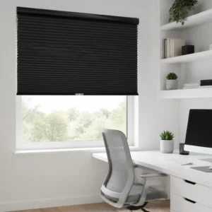 Cordless Honeycomb Blinds Black 25mm Cellular Full Blackout Noise Reduction Custom Size OEM