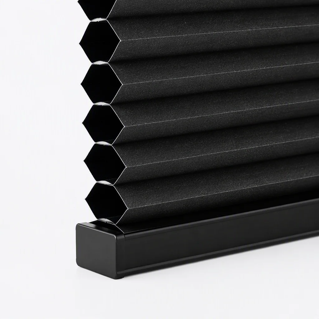 Cordless Honeycomb Blinds Black 25mm Cellular Full Blackout Noise Reduction Custom Size OEM - Image 3