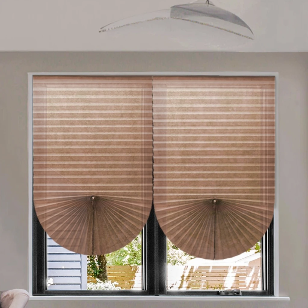 Cordless Pleated Blinds Built-in Paper Shade UV Blocking French Window Shades