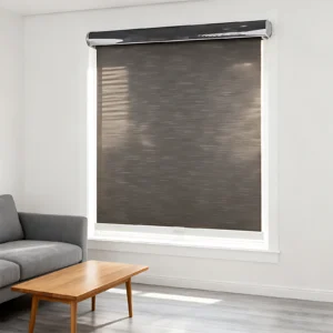 Cordless Vertical Roller Shade Modern Textured Polyester Window Shades UV Protection Privacy