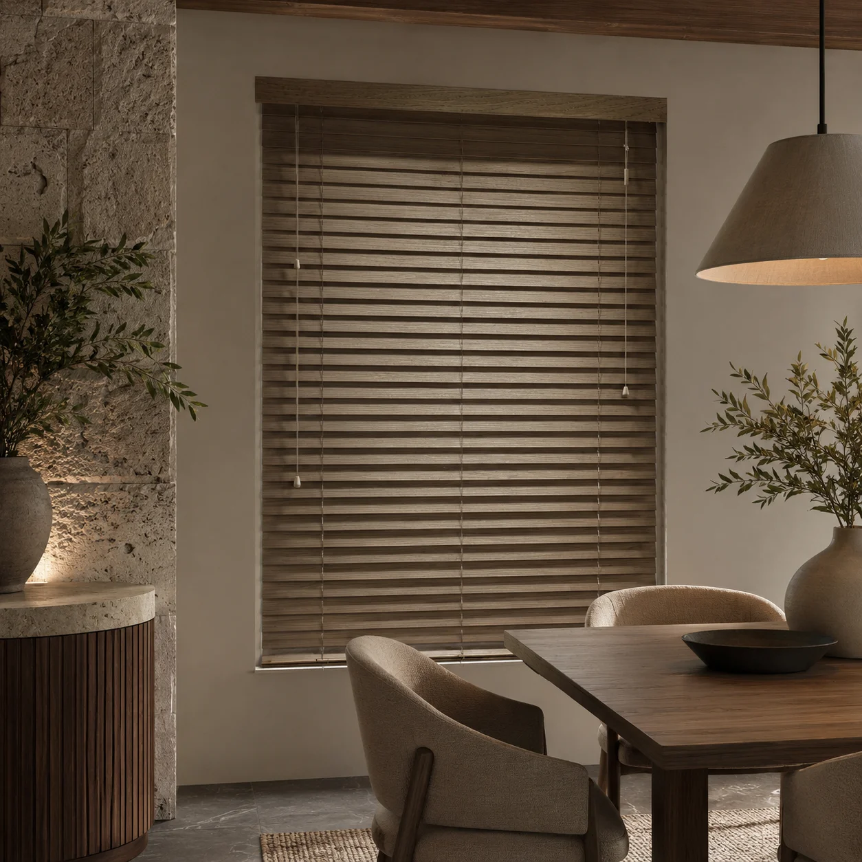 Custom Brushed Wood Venetian Blinds Cord Control Shades UV Blocking Home Light Control - Image 2