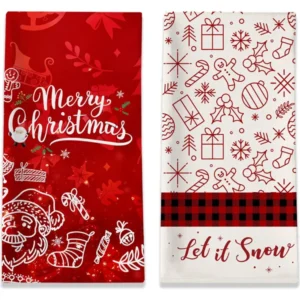 Custom Christmas Kitchen Tea Towel Double Printed Antimicrobial Lint-Free