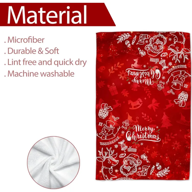 Custom Christmas Kitchen Tea Towel Double Printed Antimicrobial Lint-Free - Image 3