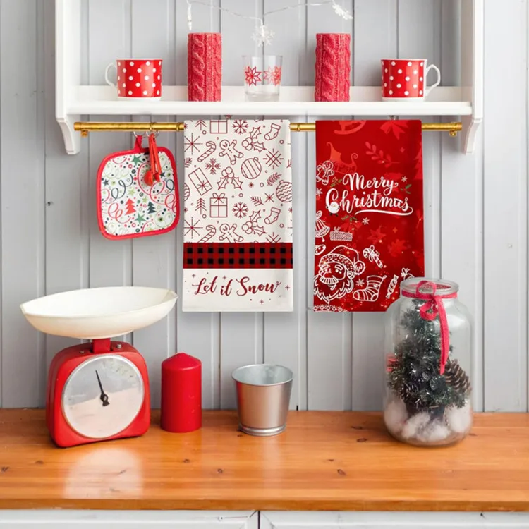 Custom Christmas Kitchen Tea Towel Double Printed Antimicrobial Lint-Free - Image 4