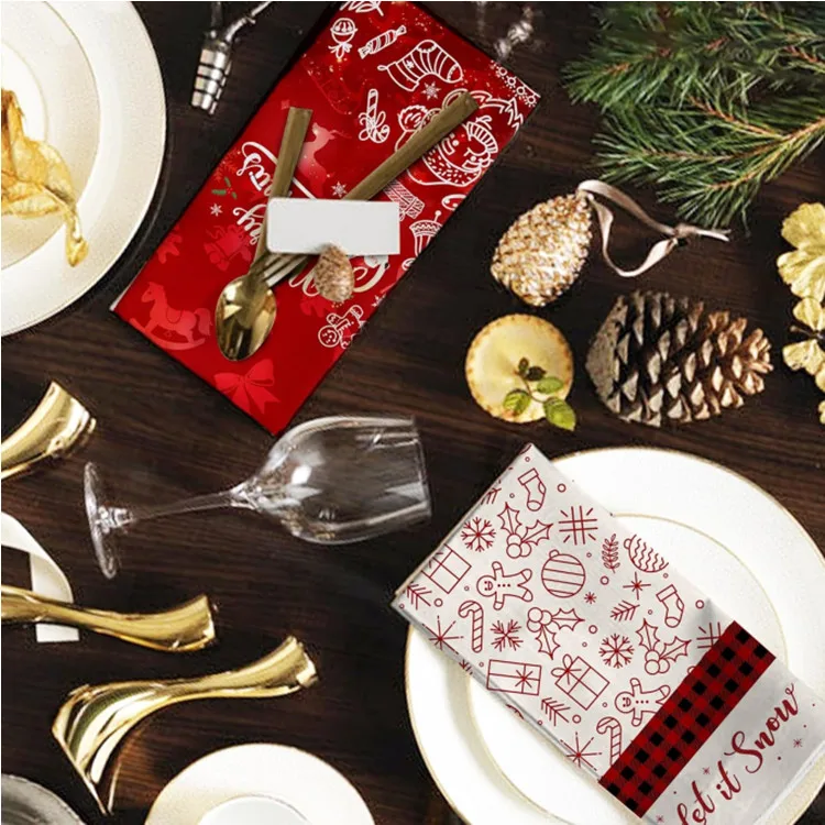 Custom Christmas Kitchen Tea Towel Double Printed Antimicrobial Lint-Free - Image 5