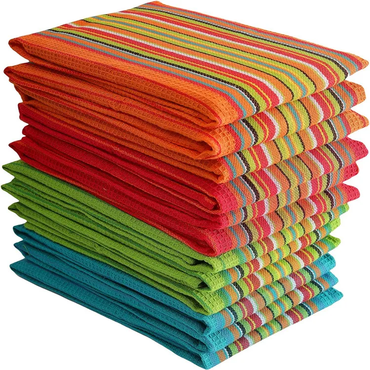 Custom Colorful Waffle Microfiber Cleaning Dish Towel for Kitchen Tea