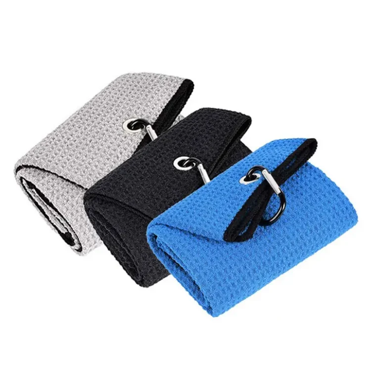 Custom Design Eco-Friendly Microfiber Quick-Dry Magnetic Golf Towel Waffle Weave Logo Gift