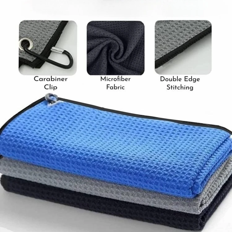 Custom Design Eco-Friendly Microfiber Quick-Dry Magnetic Golf Towel Waffle Weave Logo Gift - Image 3