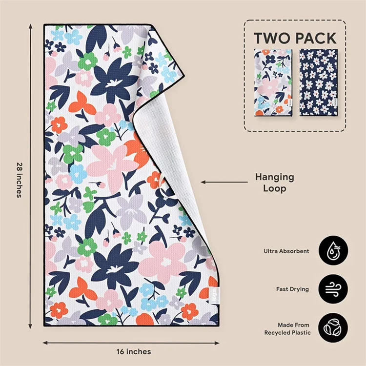 Custom Digital Print Compressed Microfiber Waffle Tea Towel Set Sublimation Quick-Dry Lightweight Kitchen - Image 4