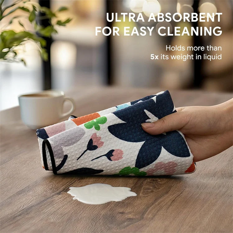Custom Digital Print Compressed Microfiber Waffle Tea Towel Set Sublimation Quick-Dry Lightweight Kitchen - Image 5