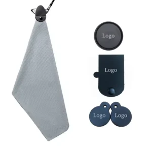 Custom Embroidered Logo 400gsm Microfiber Quick-Dry Waffle Golf Towel with Magnet Clip