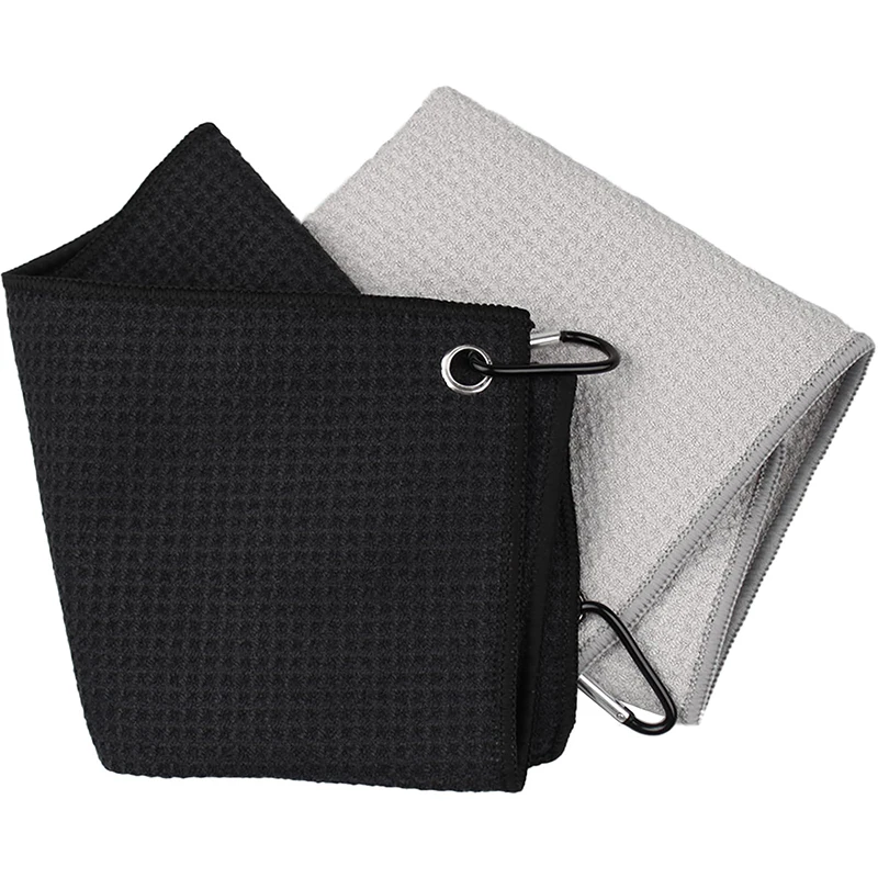 Custom Embroidered Logo Microfiber Golf Clip Towel Quick-Dry Antimicrobial Hypoallergenic
