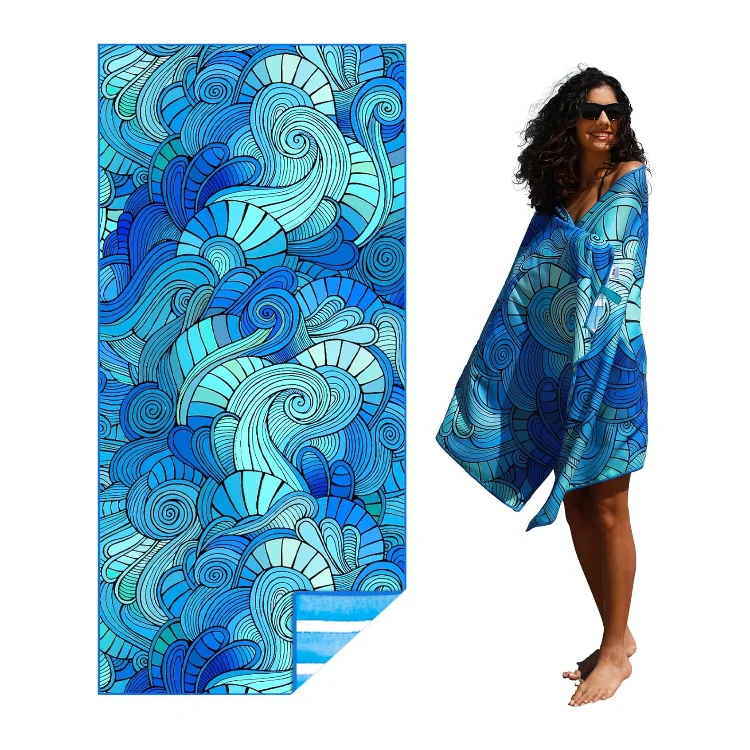 Custom Fast-Drying Antimicrobial Sand-Free Microfiber Beach Towel 350gsm