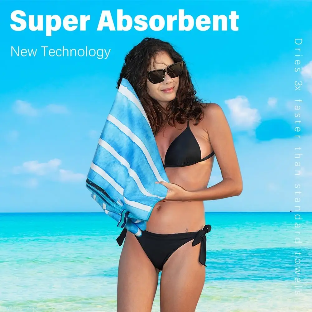 Custom Fast-Drying Antimicrobial Sand-Free Microfiber Beach Towel 350gsm - Image 2