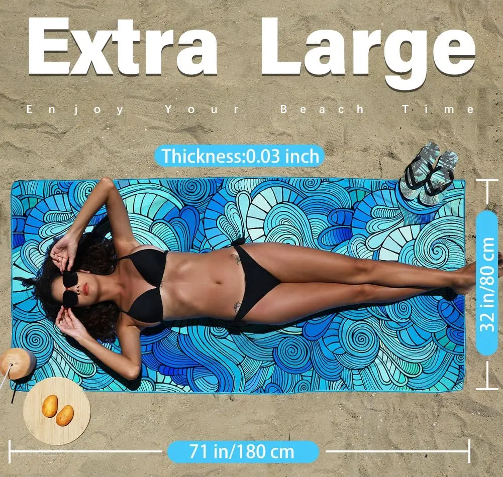 Custom Fast-Drying Antimicrobial Sand-Free Microfiber Beach Towel 350gsm - Image 3