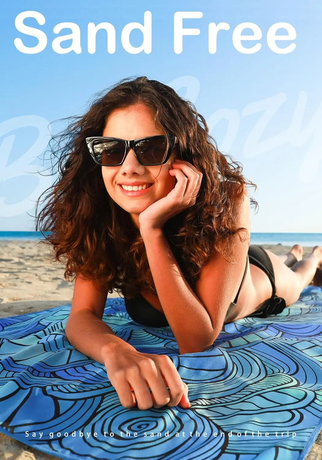 Custom Fast-Drying Antimicrobial Sand-Free Microfiber Beach Towel 350gsm - Image 4