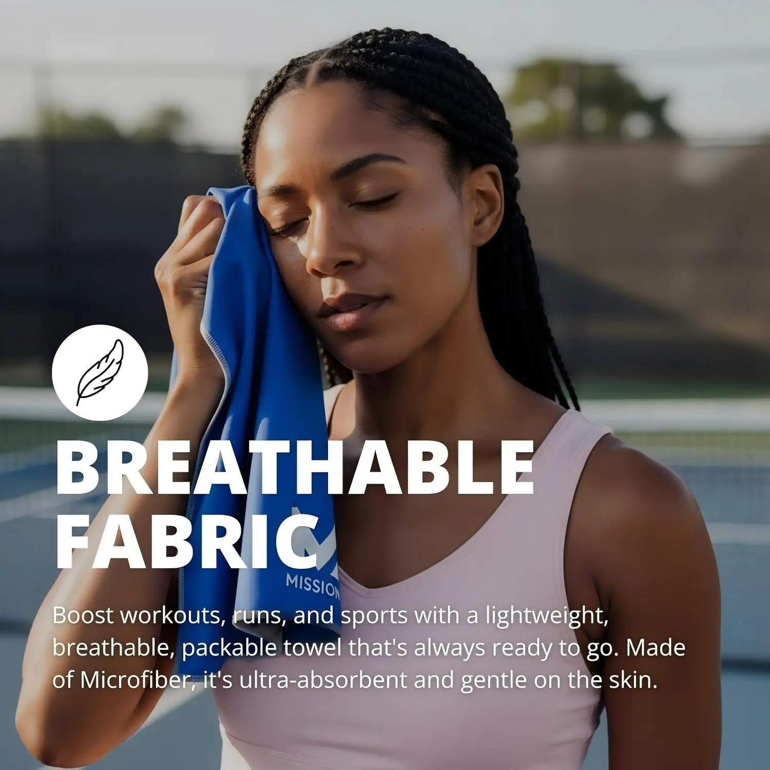 Custom Fitness Woven Microfiber Sport Towel Quick-Dry Antibacterial Lightweight Sweat Absorbent Instantly Cooling Solid Color - Image 2