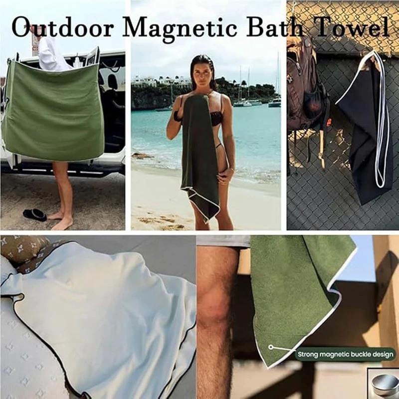 Custom Logo Absorbent Microfiber Quick-Dry Beach Towels with Magnet Corners - Image 2