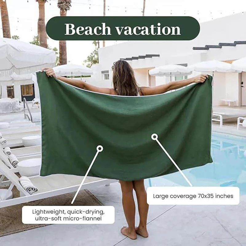 Custom Logo Absorbent Microfiber Quick-Dry Beach Towels with Magnet Corners - Image 3