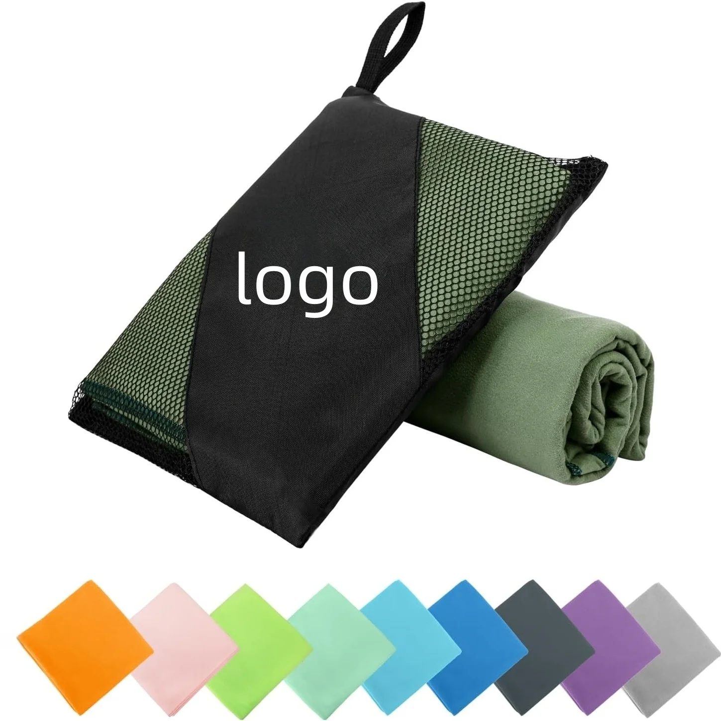 Custom Logo Antimicrobial Quick-Dry Microfiber Beach Towel Travel Yoga - Image 2