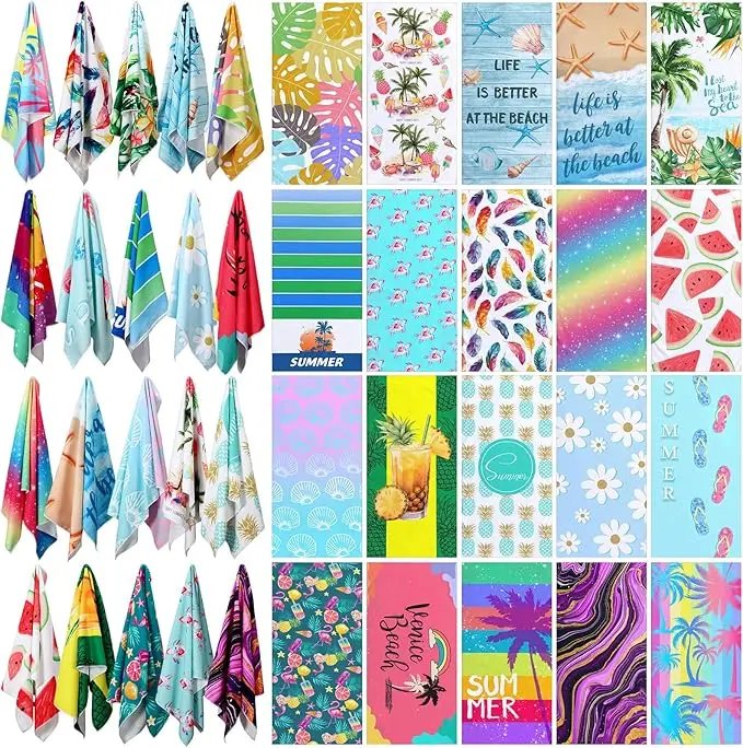 Custom Logo High-Absorbent Fade-Resistant Microfiber Suede Beach Towel Promotional Corporate Gift