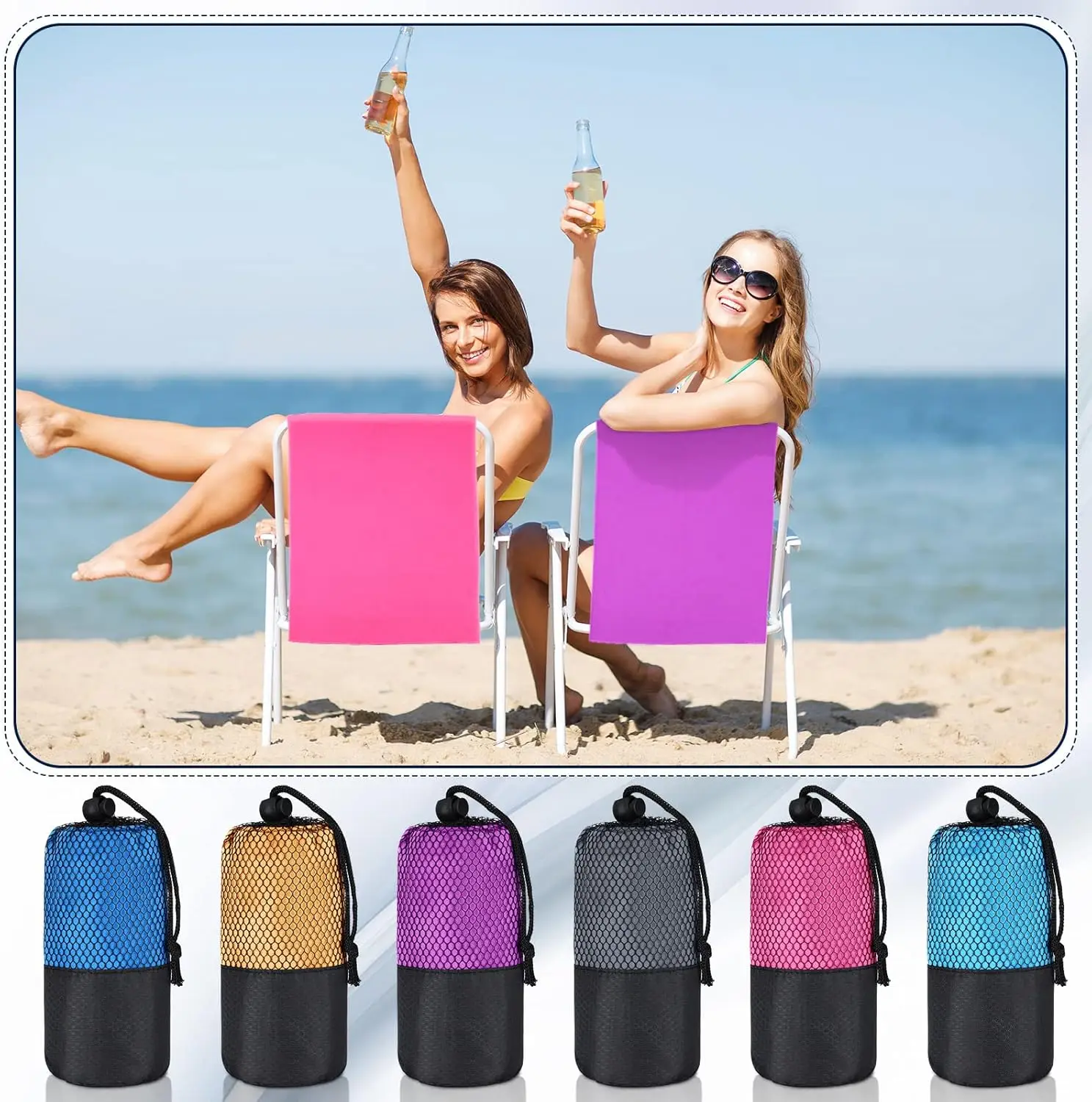 Custom Logo Large Microfiber Beach Towel Sand Free Antimicrobial Soft Summer - Image 4