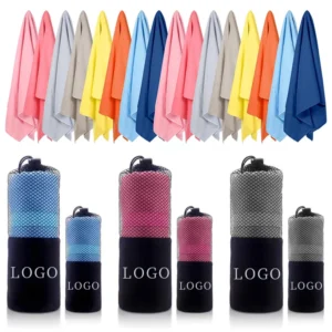 Custom Logo Large Microfiber Beach Towel Sand-Free Designer Summer Towel for Mesh Bags