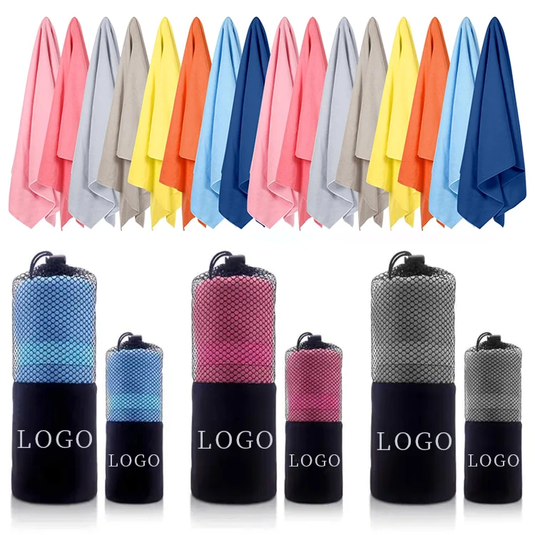 Custom Logo Large Microfiber Beach Towel Sand-Free Designer Summer Towel for Mesh Bags