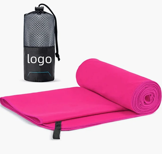 Custom Logo Microfiber Beach Towel Sand Free Lightweight Absorbent Solid Color