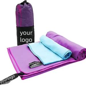 Custom Logo Microfiber Beach Towel with Mesh Bag Quick Dry Super Absorbent