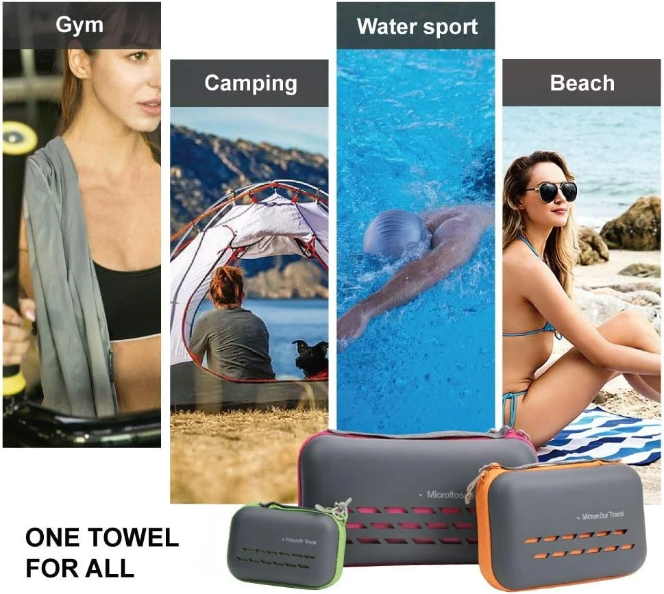 Custom Logo Microfiber Double Sided Plush Beach Towel with EVA Case Sand Free Quick Dry Travel Sports Towel for Gym Pool Outdoor - Image 5