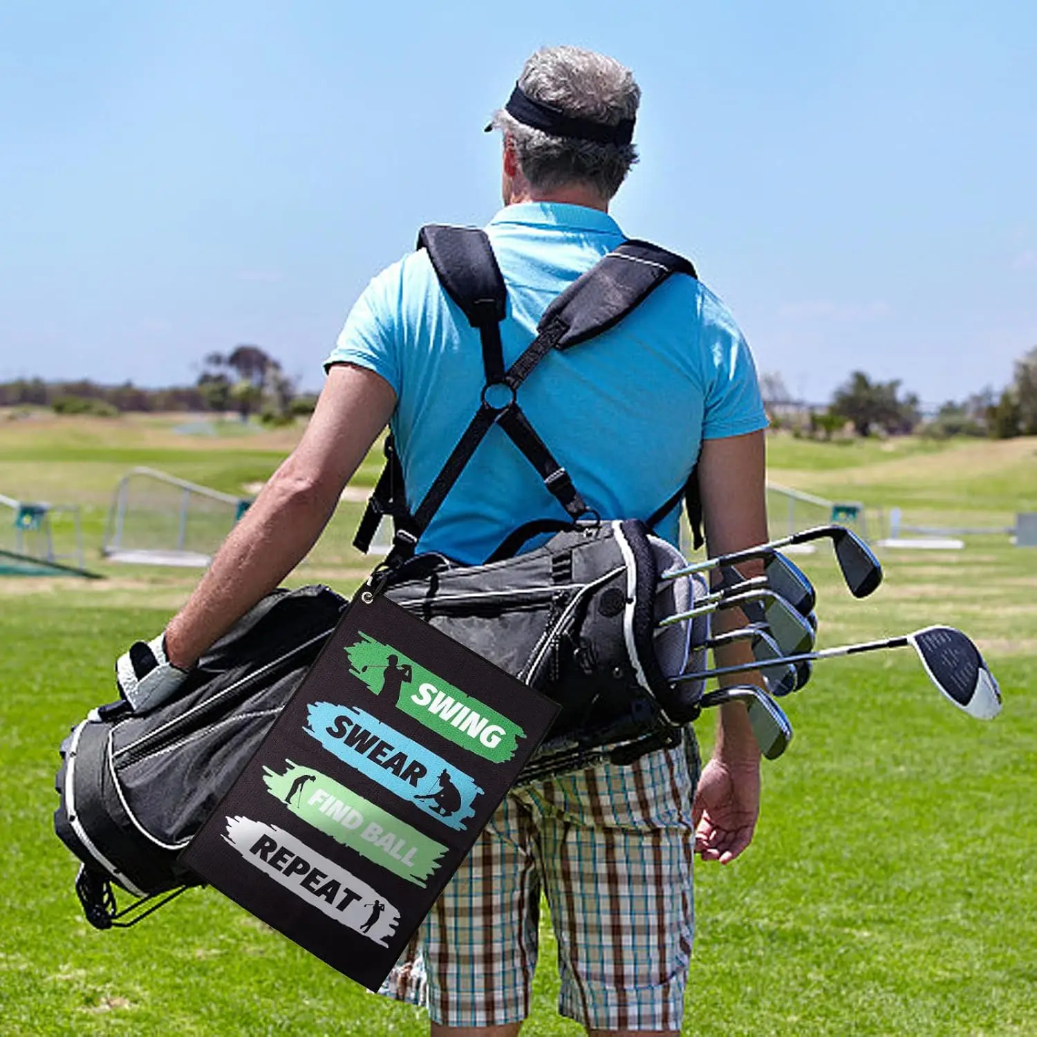 Custom Logo Microfiber Golf Towel Quick Dry Waffle with Clip Multi-Use Sports Towel Funny Gift - Image 4