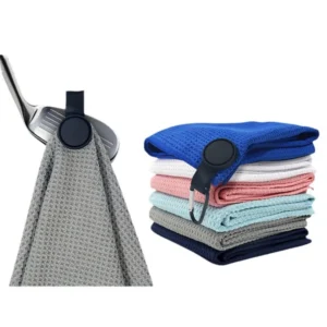 Custom Logo Microfiber Golf Towel with Magnet and Clip Quick-Dry Soft Waffle