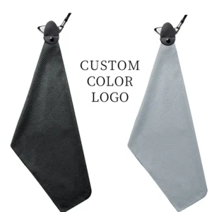 Custom Logo Microfiber Golf Towel with Magnetic Clip and Zipper Pocket