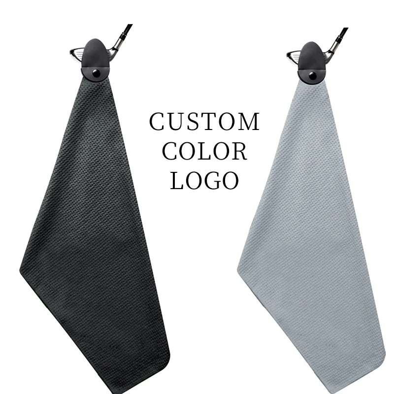 Custom Logo Microfiber Golf Towel with Magnetic Clip and Zipper Pocket