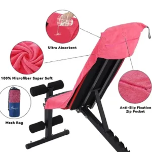 Custom Logo Microfiber Gym Towel Quick-Dry Absorbent with Zipper Pocket Sports