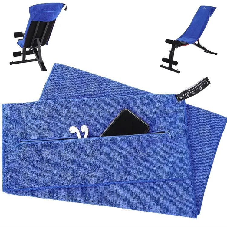 Custom Logo Microfiber Gym Towel Quick-Dry Absorbent with Zipper Pocket Sports - Image 3