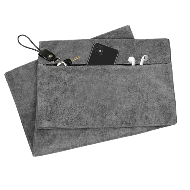 Custom Logo Microfiber Gym Towel Quick-Dry Absorbent with Zipper Pocket Sports - Image 4