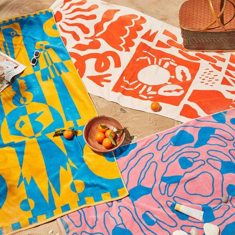Custom Logo Microfiber Lightweight Luxury Beach Towel Double Sided Quick Dry Polyester Summer Vacation - Image 2