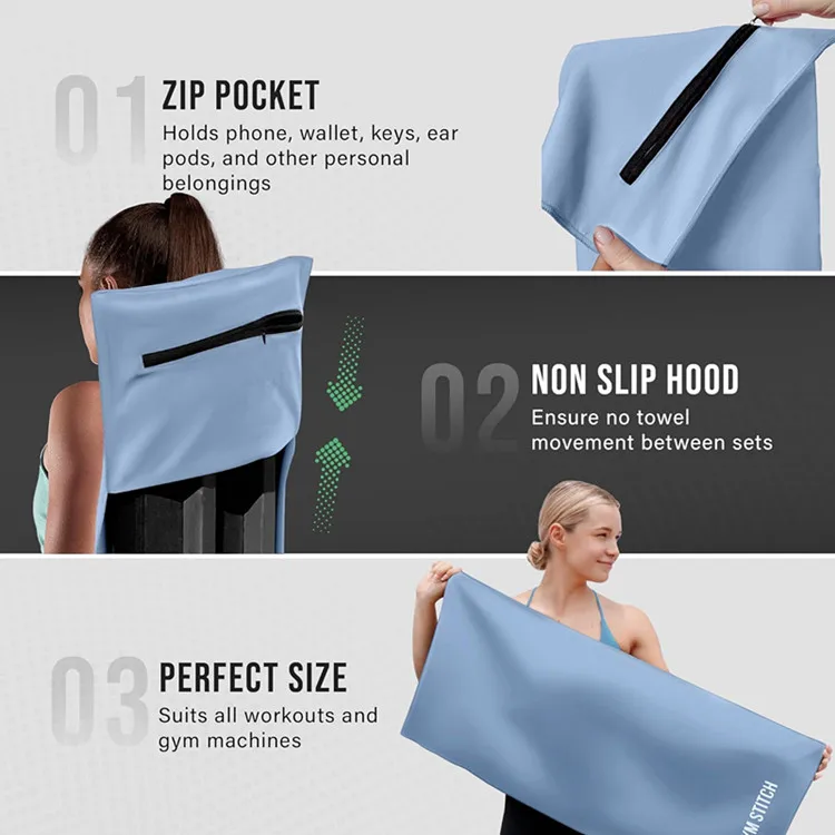 Custom Logo Microfiber Sports Towel with Zipper Pocket Compressed Gym Towel - Image 4