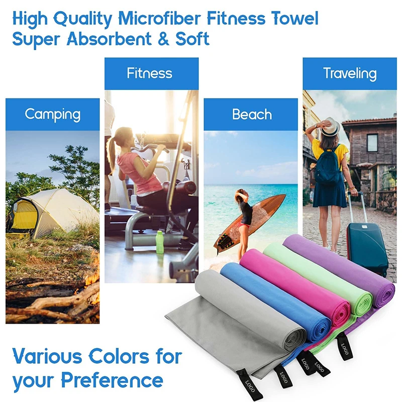 Custom Logo Microfiber Suede Sports Towel Quick-Dry Hooded Gym Towel Non-Slip Magnet Pocket Embossed Logo Woven - Image 5