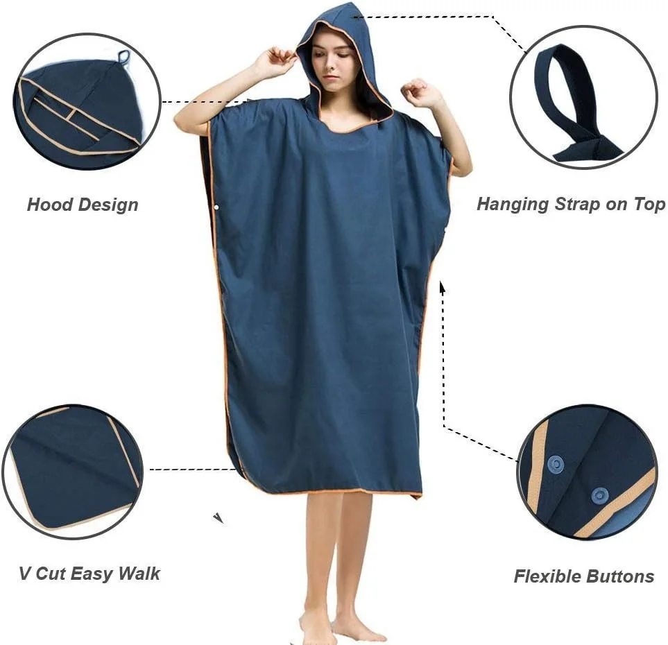 Custom Logo Microfiber Surf Poncho Quick Dry Beach Towel with Hood - Image 3