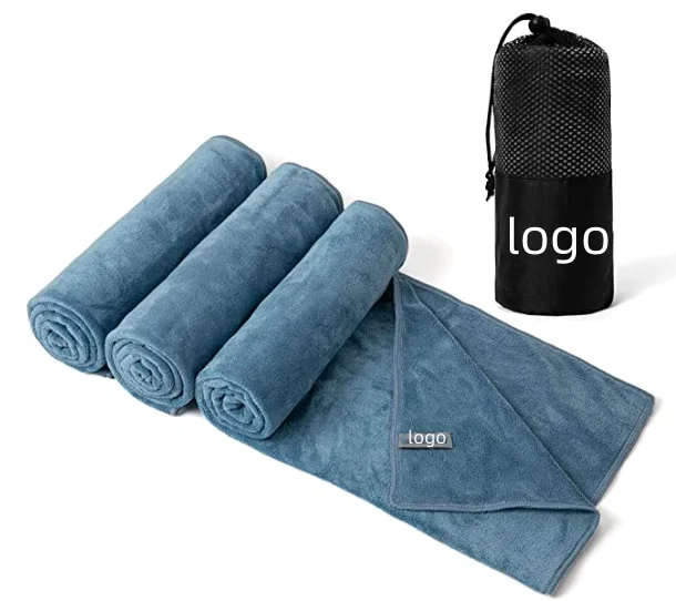 Custom Logo Microfiber Terry Sports Towel Quick-Dry Super Absorbent Woven Pattern