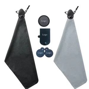 Custom Logo Microfiber Waffle Golf Towel Magnet Clip Quick Dry Eco-Friendly Outdoor