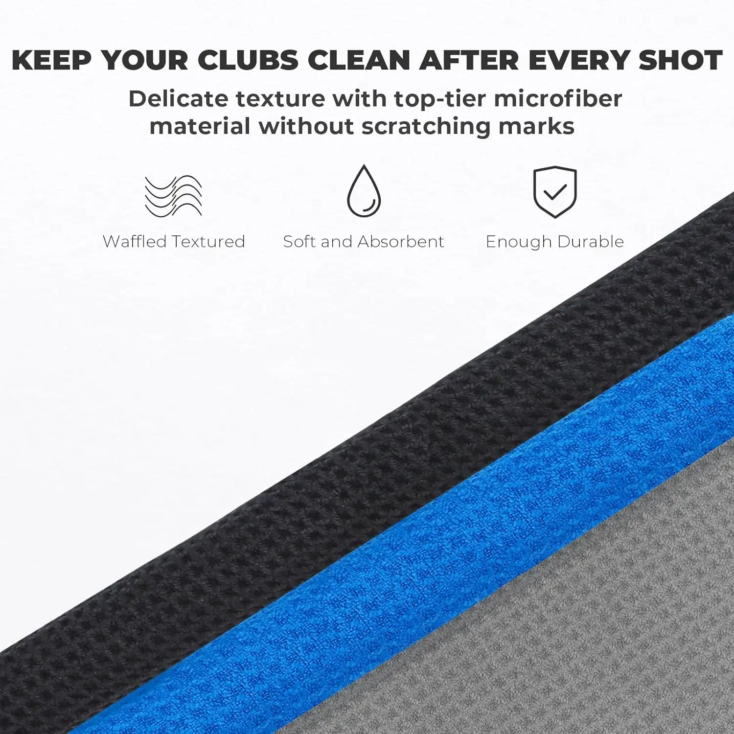 Custom Logo Microfiber Waffle Golf Towel Super Absorbent Quick Dry Soft - Image 2