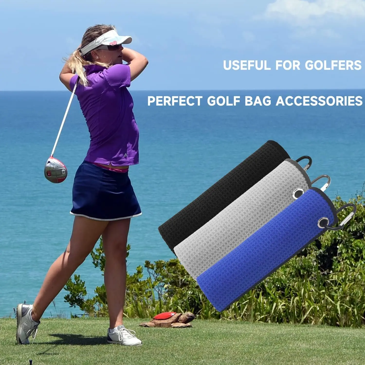 Custom Logo Microfiber Waffle Golf Towel Super Absorbent Quick Dry Soft - Image 3